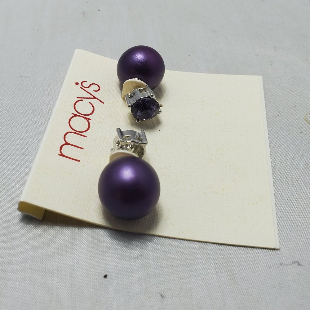 Macy's Lilac /rhinestone reversible stud earrings - Picture 4 of 5
